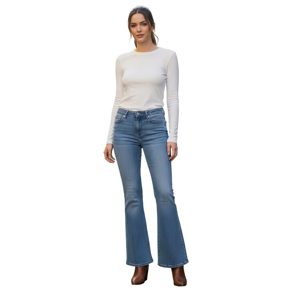 Parisian Designer LUSA‎ Super High Rise Bootcut Jeans Mid Wash W28x32 EU40